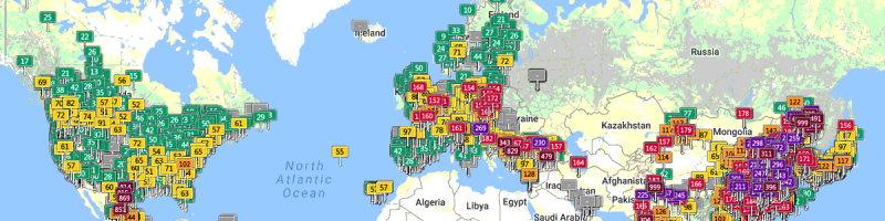 Qualité de l'air dans le monde en temps réel